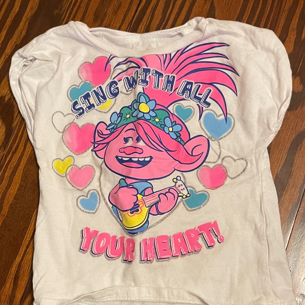 Trolls Kids' Pink and White Heart Graphic Tee